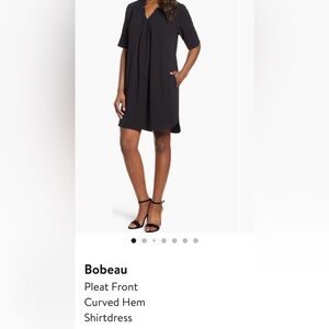 Red Bobeau Shirtdress  with Curved Side Hem